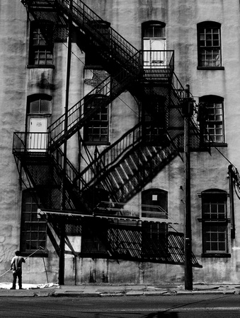 Figure with Shadows & Fire Escapes