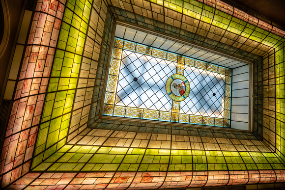 Stained glass ceiling Grand Hotel della Minerva